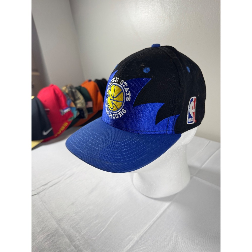 1990s Golden State Warriors Logo Athletic Sharktooth Black Blue RARE Colorway